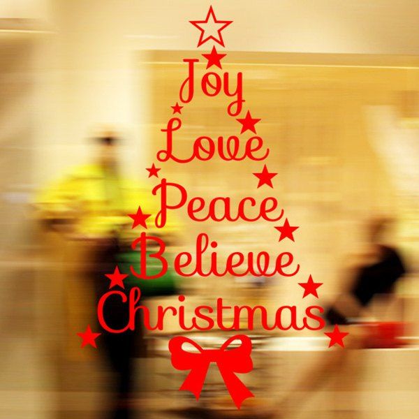 

Christmas Letters Window Decor Removable Wall Stickers, Red