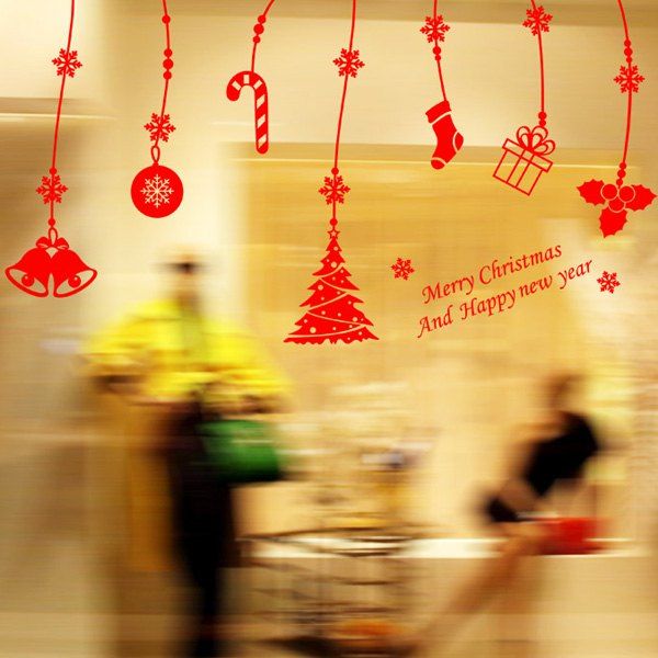 

Christmas Gift Pendants Removable Window Decor Wall Stickers, Red