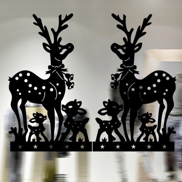 

Christmas Deer Removable Window Door Decor Wall Stickers, Black