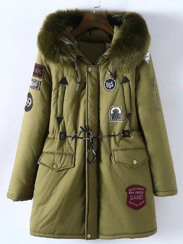 green fur hooded parka