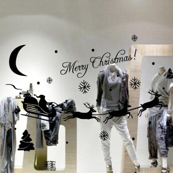 

Merry Christmas Deer Removable Window Door Decor Wall Stickers, Black