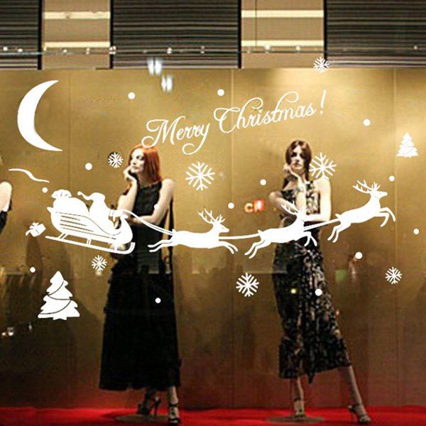 

Merry Christmas Deer Removable Window Door Decor Wall Stickers, White