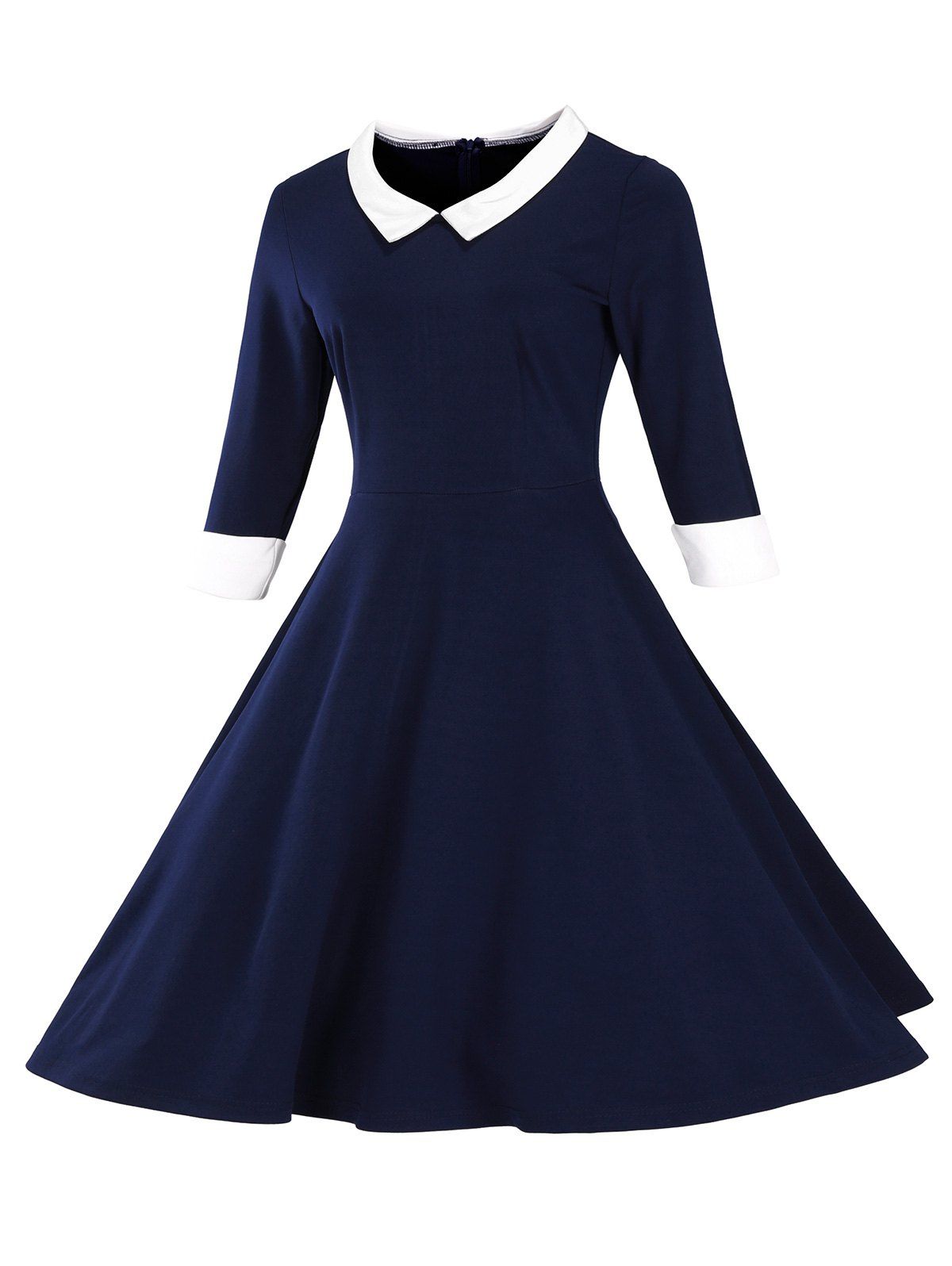 2018 Retro Flat Collar Flare Dress PURPLISH BLUE XL In Vintage Dresses ...