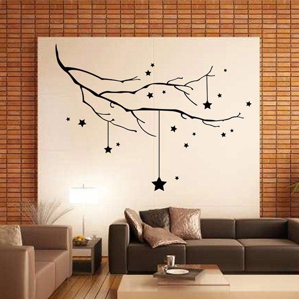 

Christmas Stars Branches Removable Wall Stickers, Black