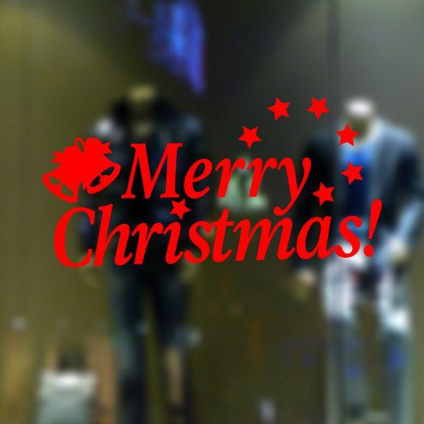 

Letters Merry Christmas Removable Glass Window Wall Stickers, Red