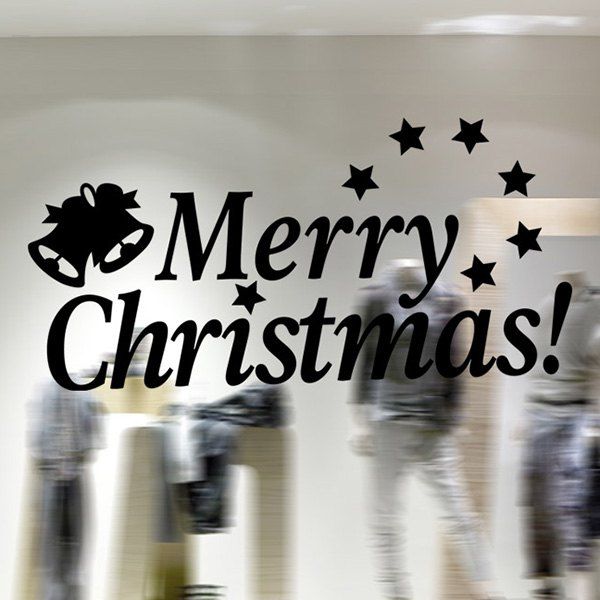 

Letters Merry Christmas Removable Glass Window Wall Stickers, Black
