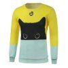 Ras du cou Cat Imprimé Color Block Sweatshirt - multicolore M