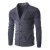 Unique à poitrine Couleur Splicing col rabattu Cardigan loisirs d'hommes manches longues Minceur - Gris XL