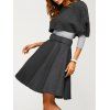 Fitted Sweater With Knitted Crop Top Wool Skirt - GRAY XL