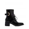 Bottes de combat Buckle Strap en cuir verni - Noir 37