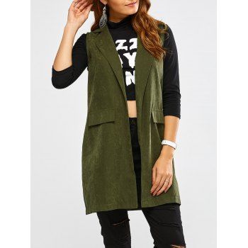 

Lapel Open Front Waistcoat, Army green