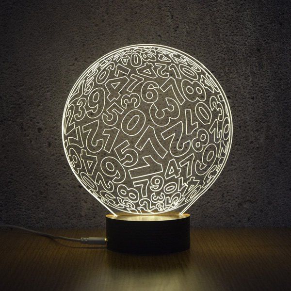 

3D Visual Number Ball Shape Room Decor LED Night Light, White