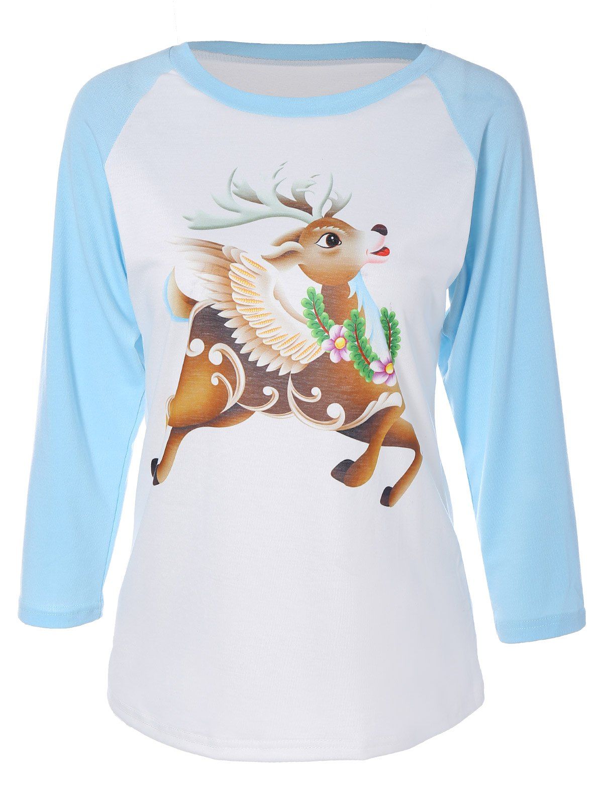 

Elk Graphic Raglan Sleeves T-Shirt, Cloudy