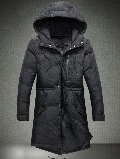 Manteau a capuche rembourré a poches fermeture avec cordon de serrage - Noir L