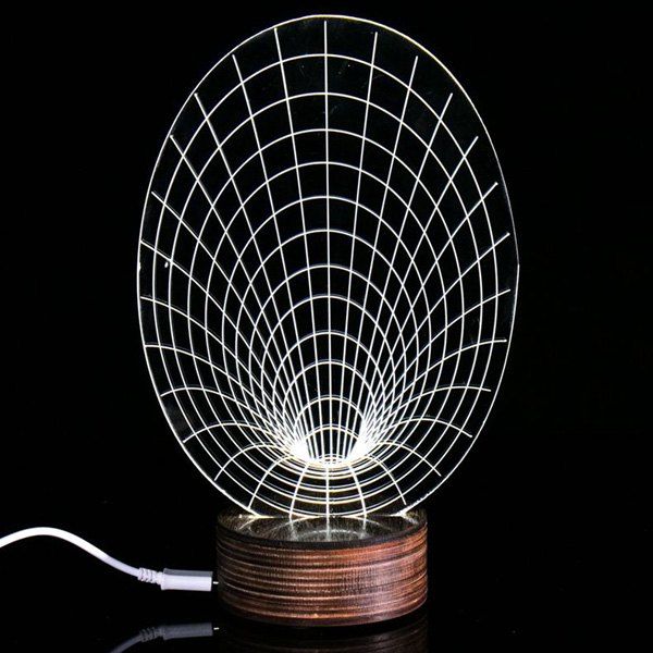 

3D Visual Wooden Base Room Decor LED Night Light, White