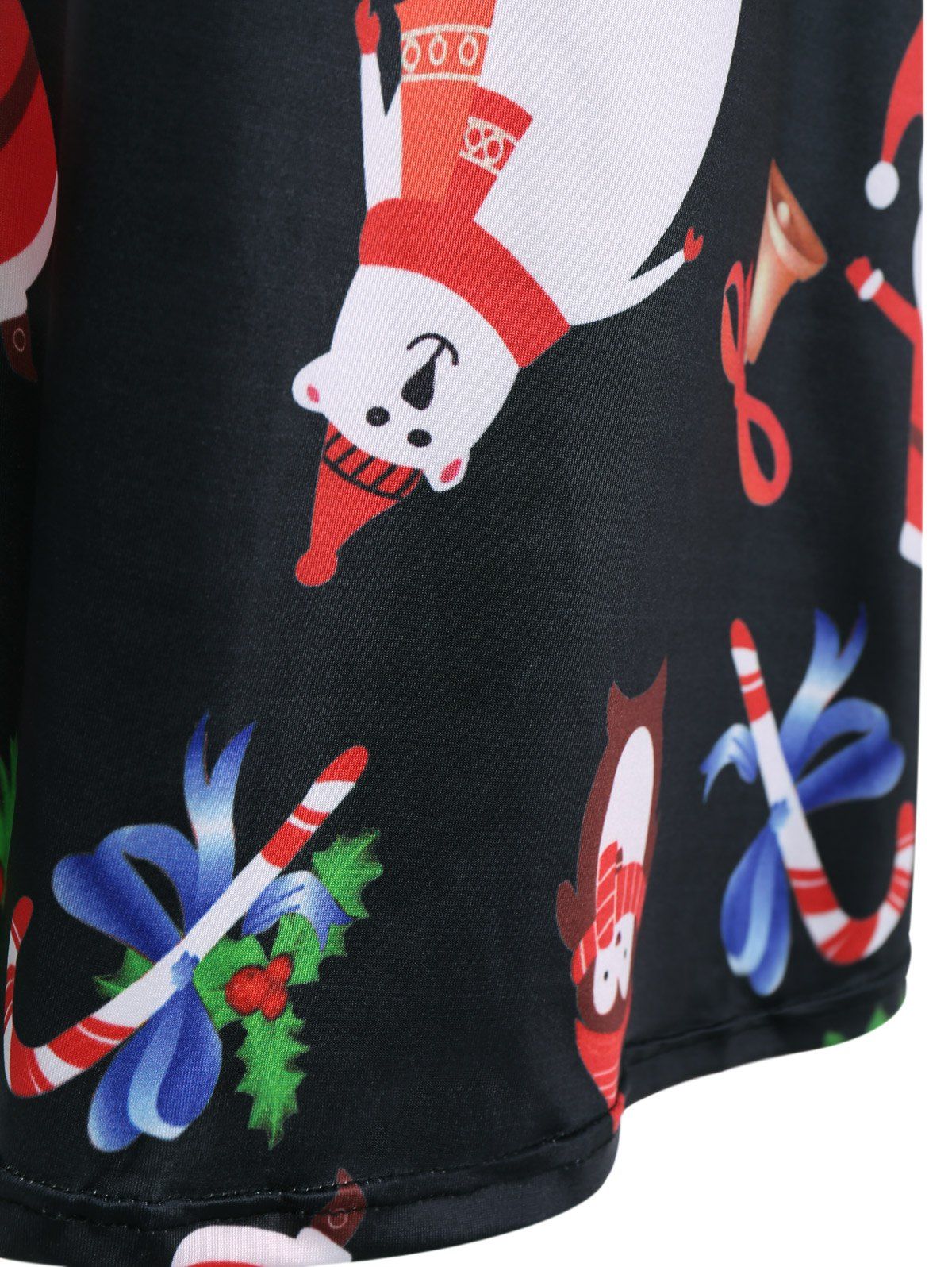 ENLACHIC Women's Christmas Print Flared Dress - Santa & Tree Pattern, Short Sleeve A-Line Party Dress - View #10