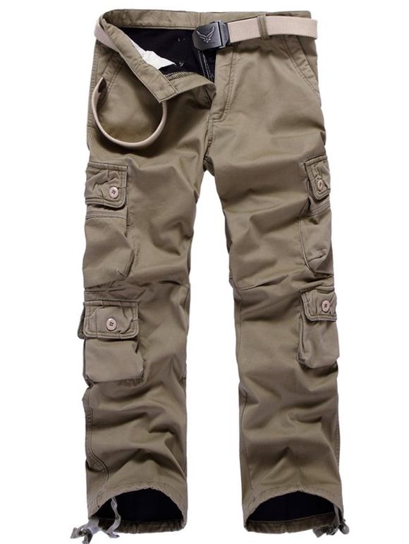 Pantalons  en rassemblement à la grande taille Zippé avec poche - Kaki Foncé 33