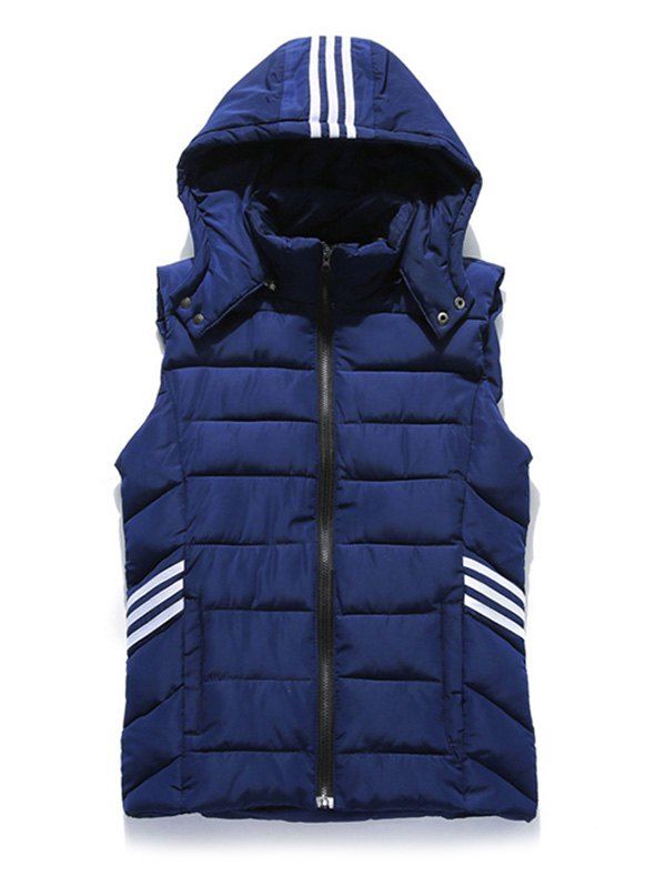 

Three Stripes Zip Up Hooded Quilted Vest, Deep blue
