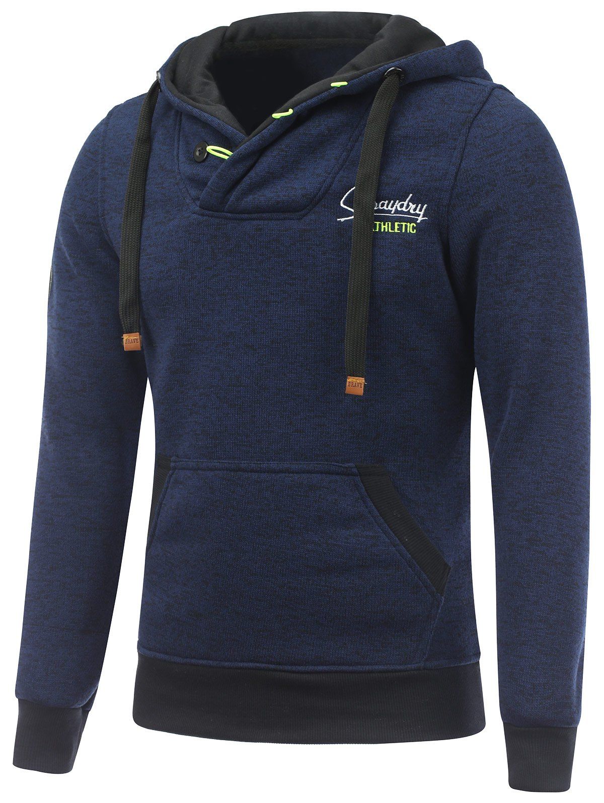 

Pocket Button Appliqued Hoodie, Denim blue