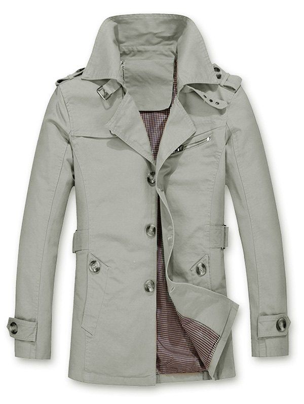

Buckled Epaulet Design Single Breasted Coat, Khaki