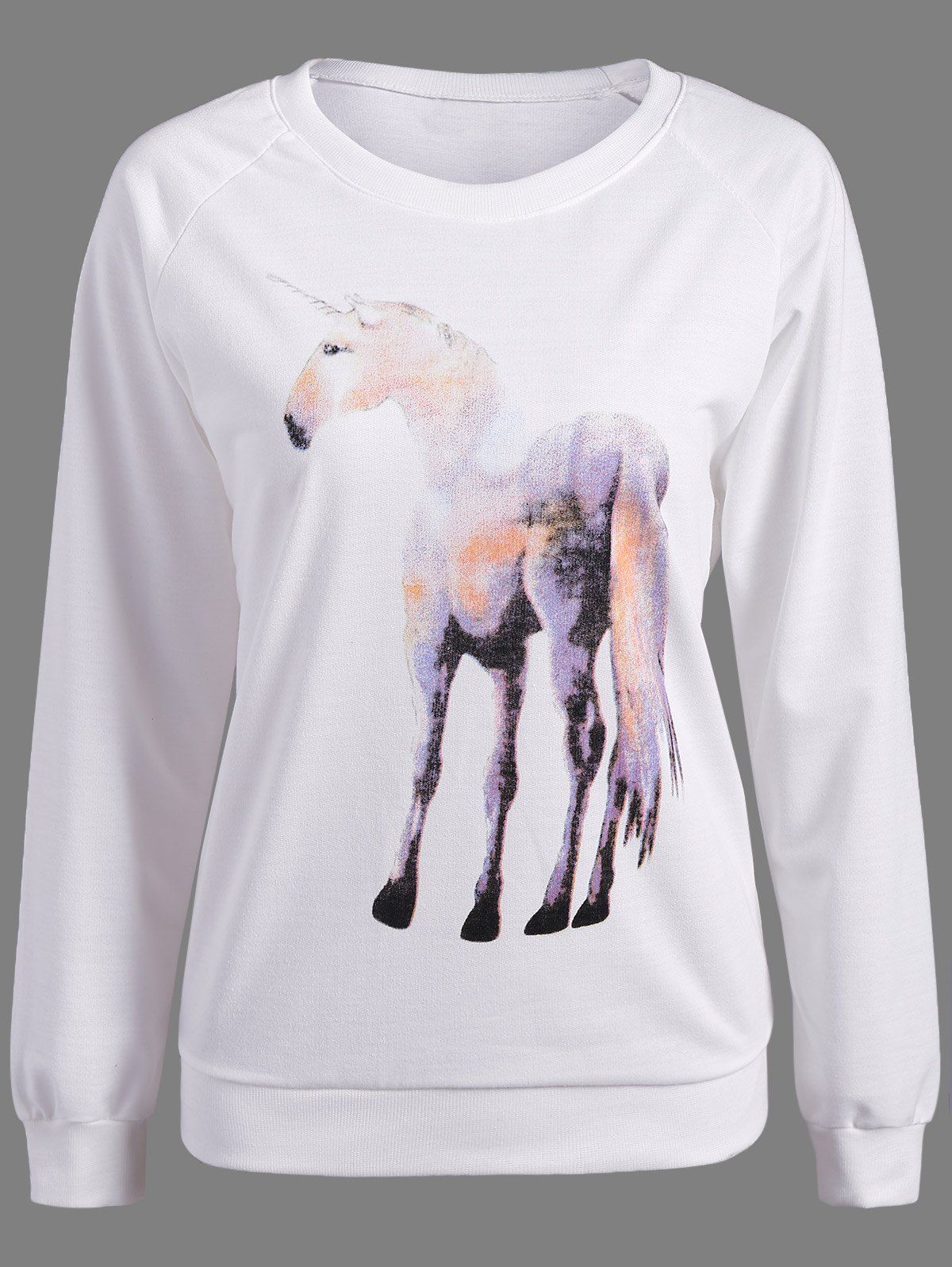 

Unicorn Print Pullover Sweatshirt, White