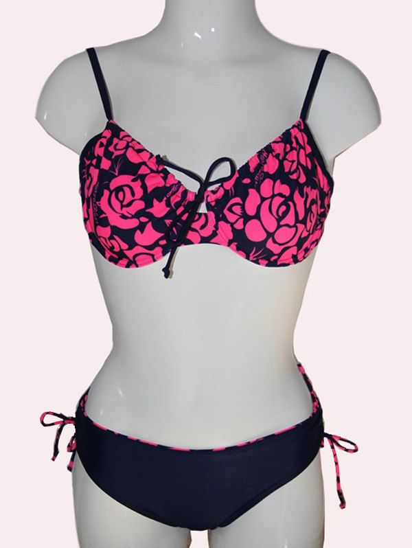 

Rose Print Tied-Up Bikini Set, Tutti frutti