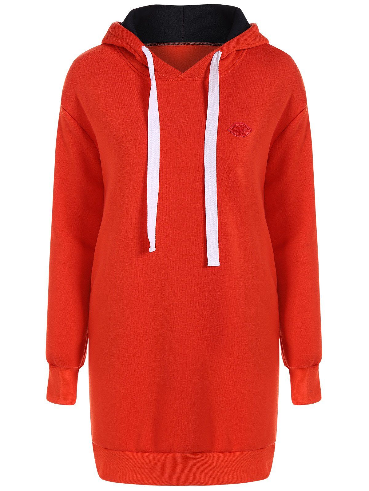 

Drawstring Fleece Hoodie Dress, Red