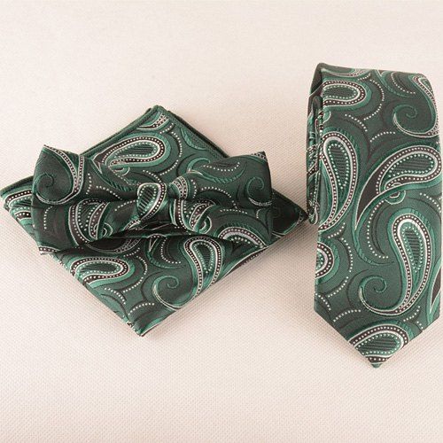 

Business Suit Cashews Pattern Tie Pocket Square Bow Tie, Light green