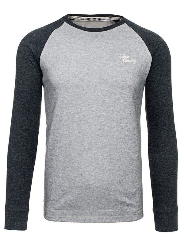 

Raglan Sleeve Crew Neck Two Tone T-Shirt, Deep gray