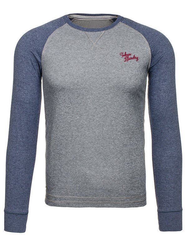 

Raglan Sleeve Crew Neck Two Tone T-Shirt, Blue