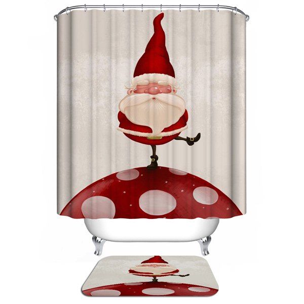 

Santa Claus Design Waterproof Christmas Shower Curtain, White