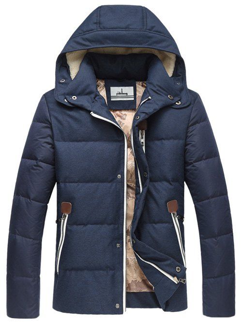 Jacket à capuche détachable en PU cuir grande taille - Royal 3XL