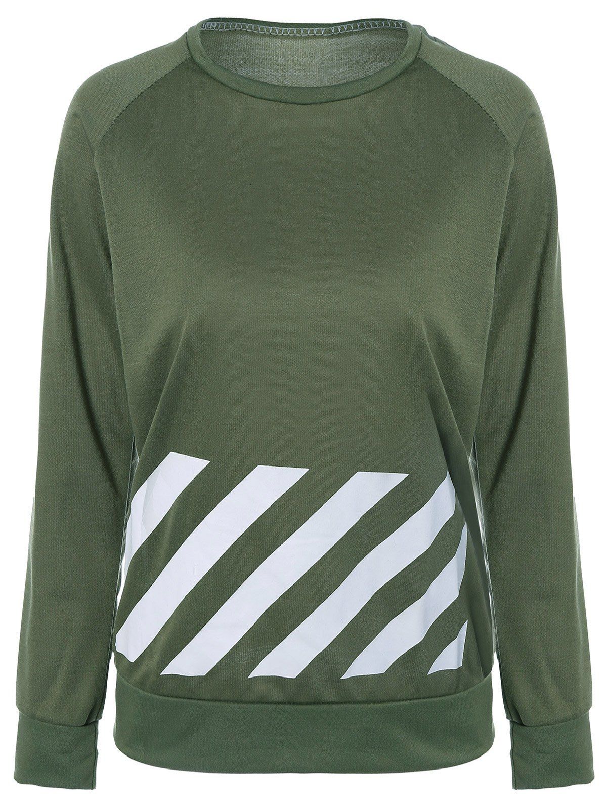 

Raglan Sleeve Striped Sweatshirt, Army green