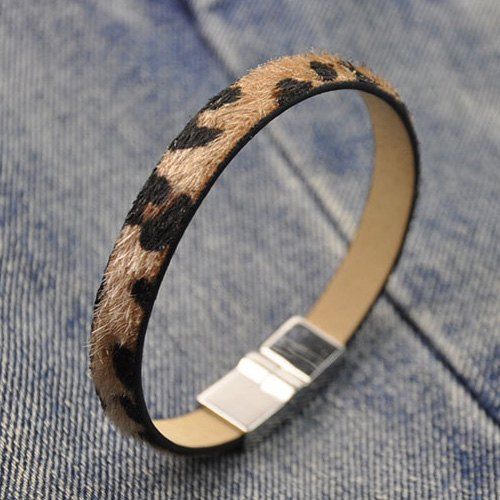 Bracelet en cuir artificiel Leopard Impression - Léopard 