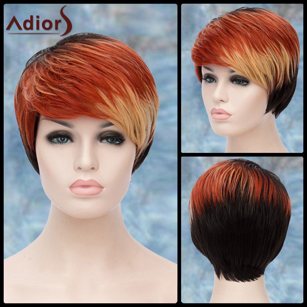 Off Multicolor Short Straight Side Bang Adiors Lolita Synthetic Wig In Colormix