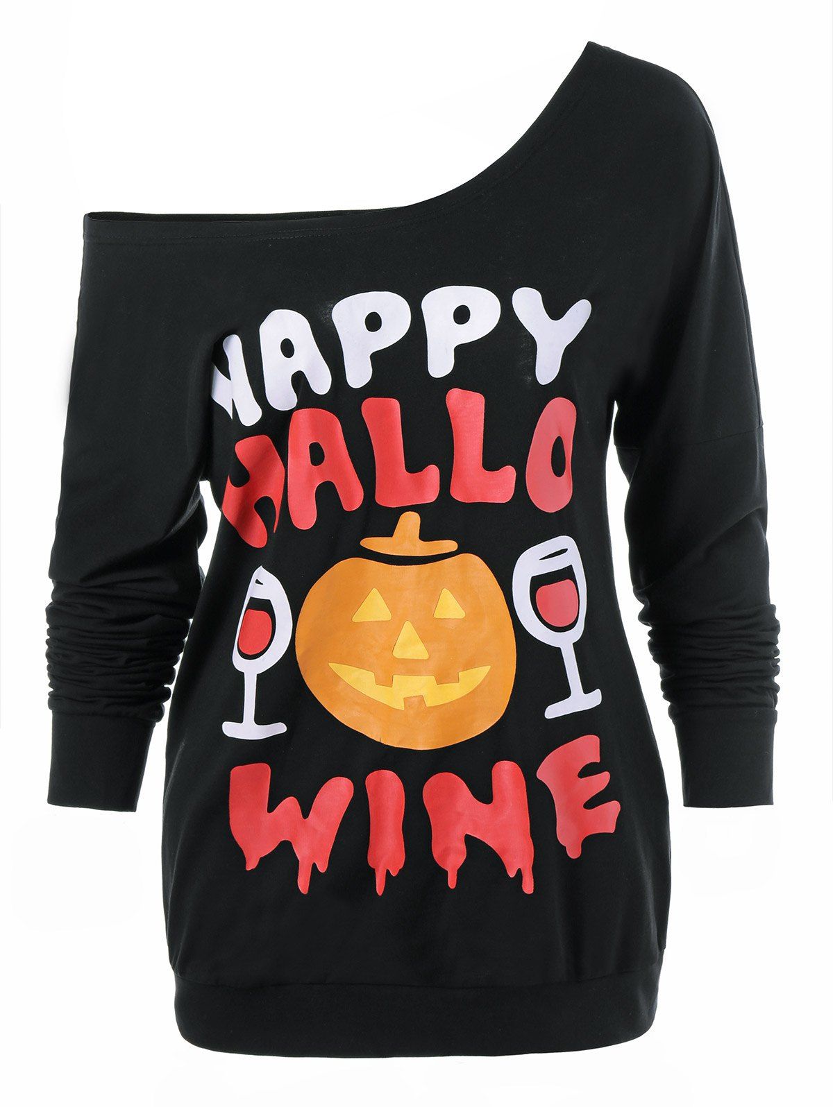 

Plus Size Happy Halloween Sweatshirt, Black