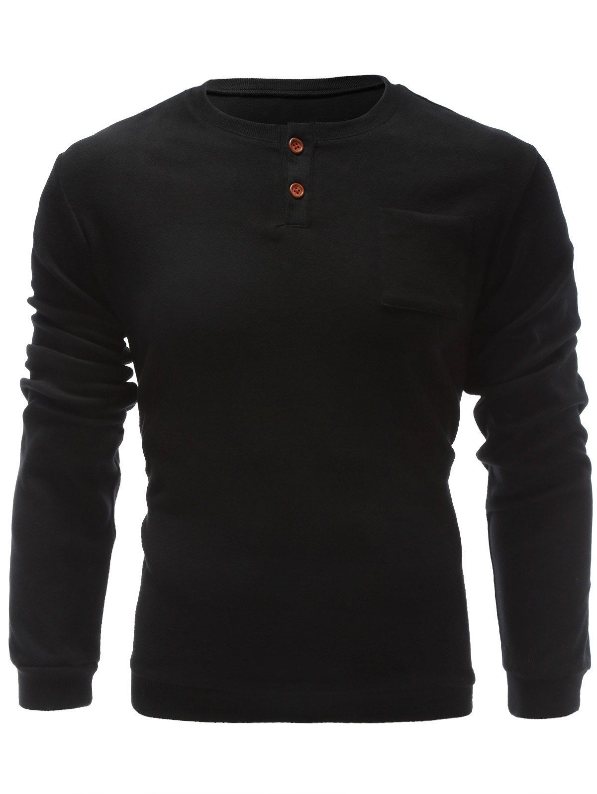 

Pullover One Pocket Single Breasted Sweatshirt, Black