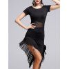Asymétrique empiècements frangée Danse Dress - Noir M