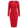 Manches longues robe fourreau Bureau - Rouge 2XL