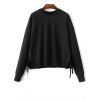 Jewel Neck Lace Up Sweatshirt - Noir ONE SIZE
