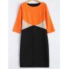 Robe Trendy col rond manches demi-Color Block Femmes - Orange 2XL