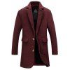 Manteau en laine mélangé tweed col à revers avec poche - Rouge Foncé 4XL