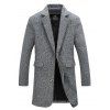 Manteau en laine mélangé tweed col à revers avec poche - Gris Clair M