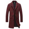 Manteau en laine mélangé tweed col à revers avec poche - Rouge Foncé M