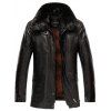 Jacket en PU cuir grande taille col en fausse fourrure et flocage - Espresso XL