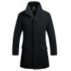 Manteau en Mélange de Laine avec Poches à Rabats et Boutonnage au Niveau Supérieur - Noir XL
