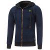 Capuche de coton à glissière avec applique - Bleu 3XL