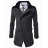Manteau en laine mixte à col tricoté ,boutonnage double - gris foncé M