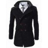 Manteau en laine mixte à col tricoté ,boutonnage double - Noir M