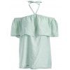 Blouse licol Volantée en vrac - Vert clair XL